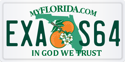 FL license plate EXAS64