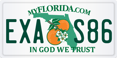 FL license plate EXAS86