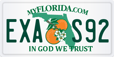 FL license plate EXAS92