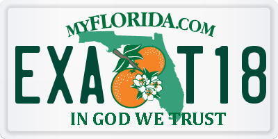FL license plate EXAT18