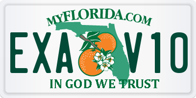 FL license plate EXAV10