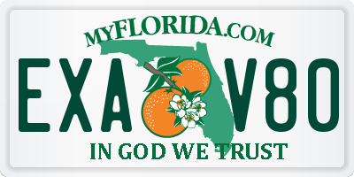 FL license plate EXAV80