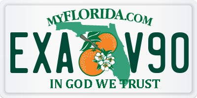 FL license plate EXAV90