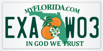FL license plate EXAW03