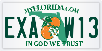 FL license plate EXAW13