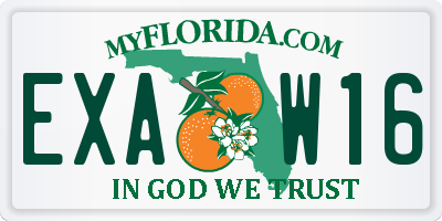 FL license plate EXAW16
