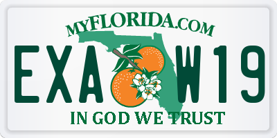 FL license plate EXAW19