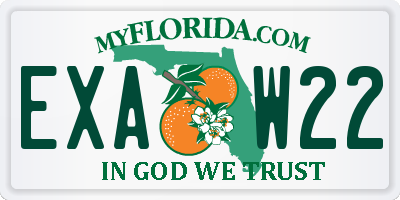 FL license plate EXAW22