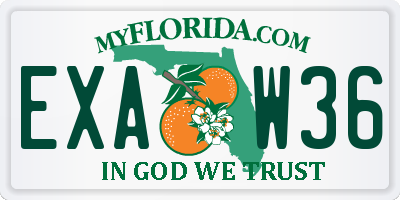 FL license plate EXAW36