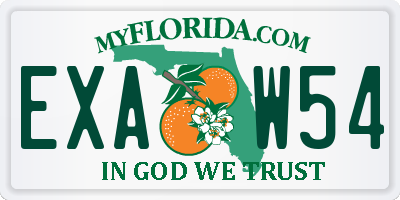 FL license plate EXAW54