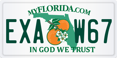 FL license plate EXAW67