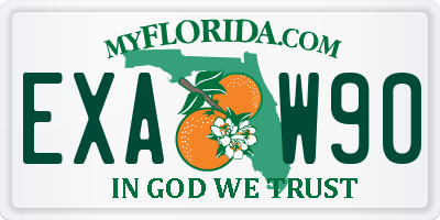 FL license plate EXAW90