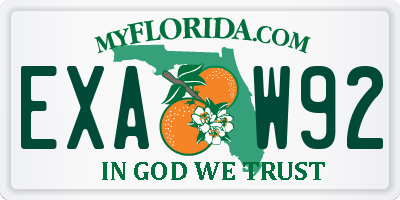 FL license plate EXAW92