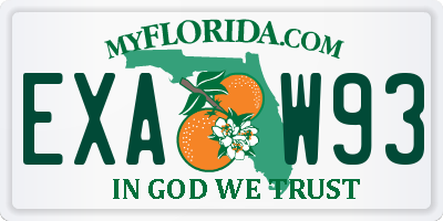 FL license plate EXAW93