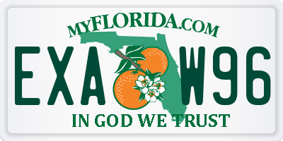 FL license plate EXAW96