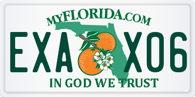 FL license plate EXAX06