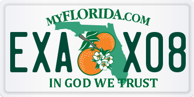 FL license plate EXAX08