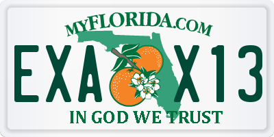 FL license plate EXAX13