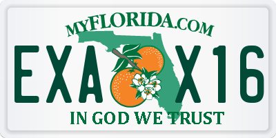 FL license plate EXAX16