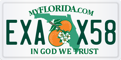 FL license plate EXAX58
