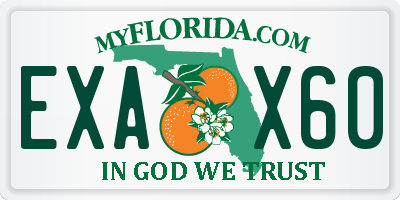 FL license plate EXAX60