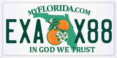 FL license plate EXAX88