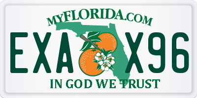 FL license plate EXAX96