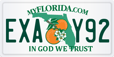 FL license plate EXAY92