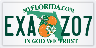 FL license plate EXAZ07