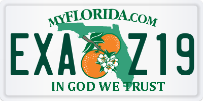 FL license plate EXAZ19