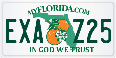 FL license plate EXAZ25