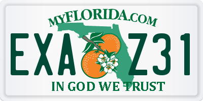 FL license plate EXAZ31