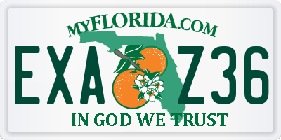 FL license plate EXAZ36