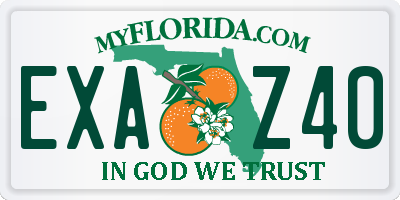 FL license plate EXAZ40