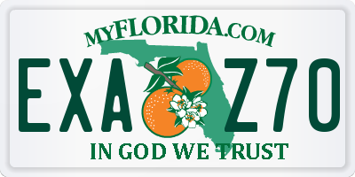 FL license plate EXAZ70