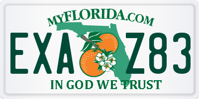 FL license plate EXAZ83