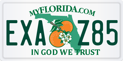 FL license plate EXAZ85