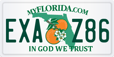 FL license plate EXAZ86