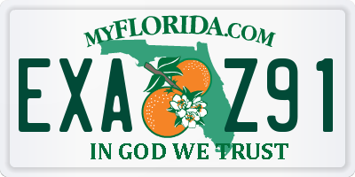 FL license plate EXAZ91