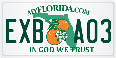 FL license plate EXBA03