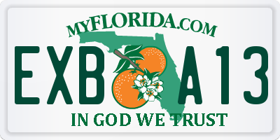 FL license plate EXBA13