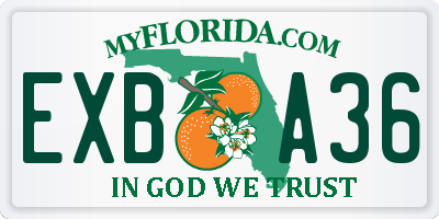 FL license plate EXBA36