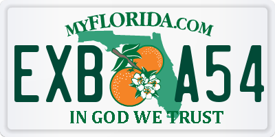FL license plate EXBA54