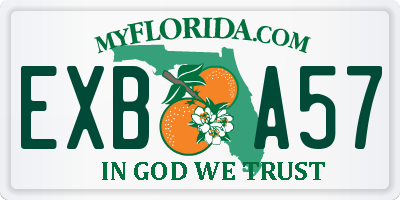FL license plate EXBA57