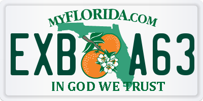 FL license plate EXBA63
