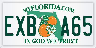 FL license plate EXBA65