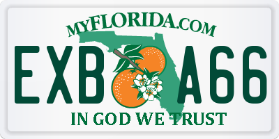 FL license plate EXBA66