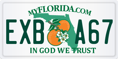 FL license plate EXBA67
