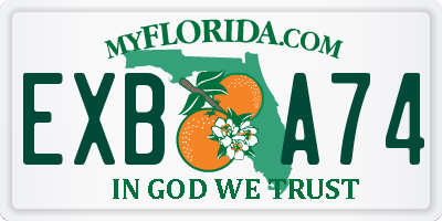 FL license plate EXBA74
