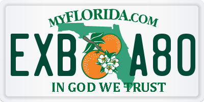 FL license plate EXBA80